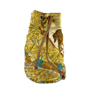 Salvatore Ferragamo handbag drawstring pouch yellow quilted pattern